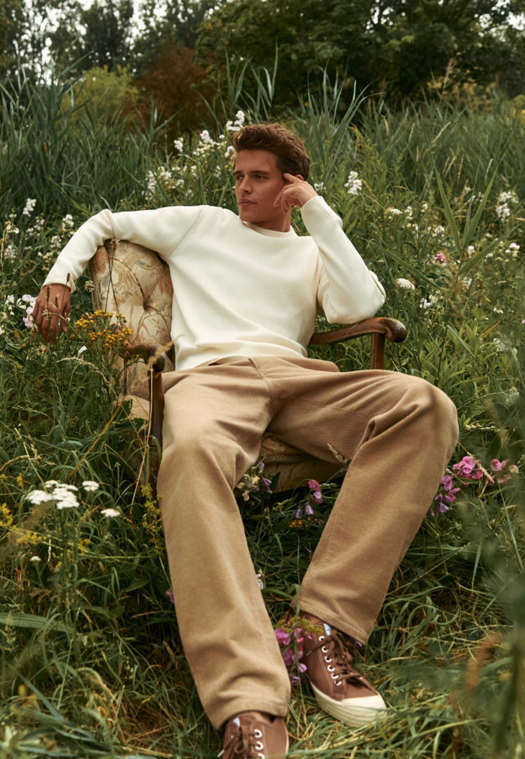 ALAN corduroy straight fit trousers | beige clay