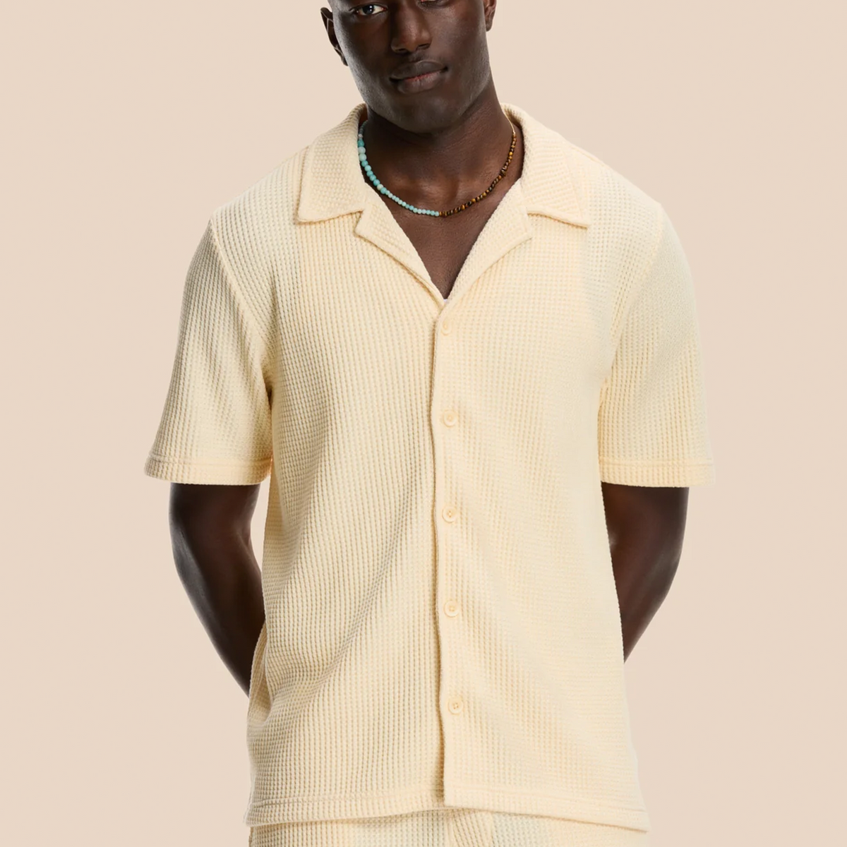 DEAN waffle structure shortsleeve | light beige DEAN waffle structure shortsleeve | light beige