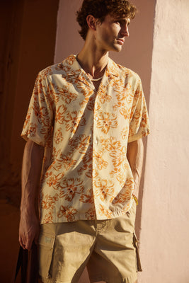 Men Shortsleeve washed flower