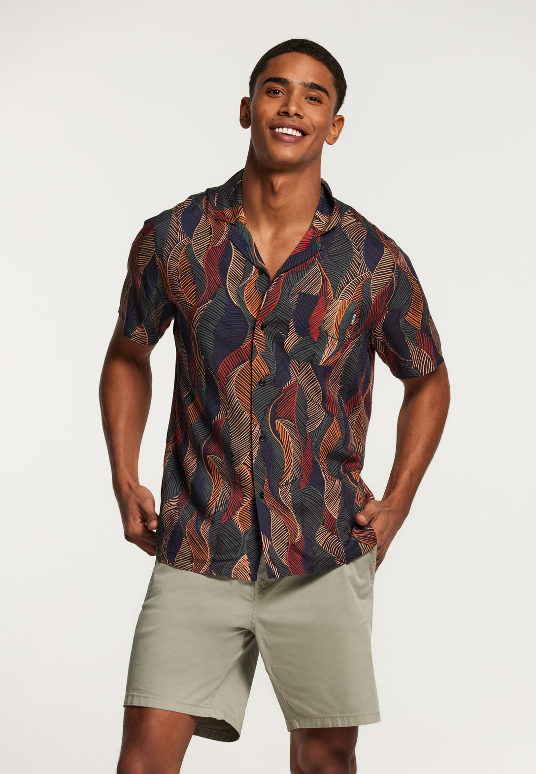 men shortsleeve shirt wild leaves